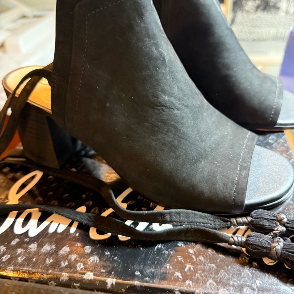 Sam Edelman Black Ankle Suede Heeled Boots